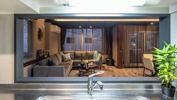 Fridge, microwave, stovetop