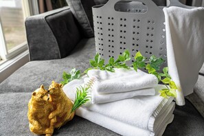 Gratis toiletartikelen, een haardroger, pantoffels, een bidet