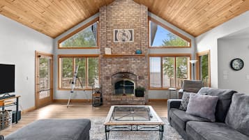 TV, DVD player, books, video library