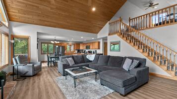 TV, DVD player, books, video library