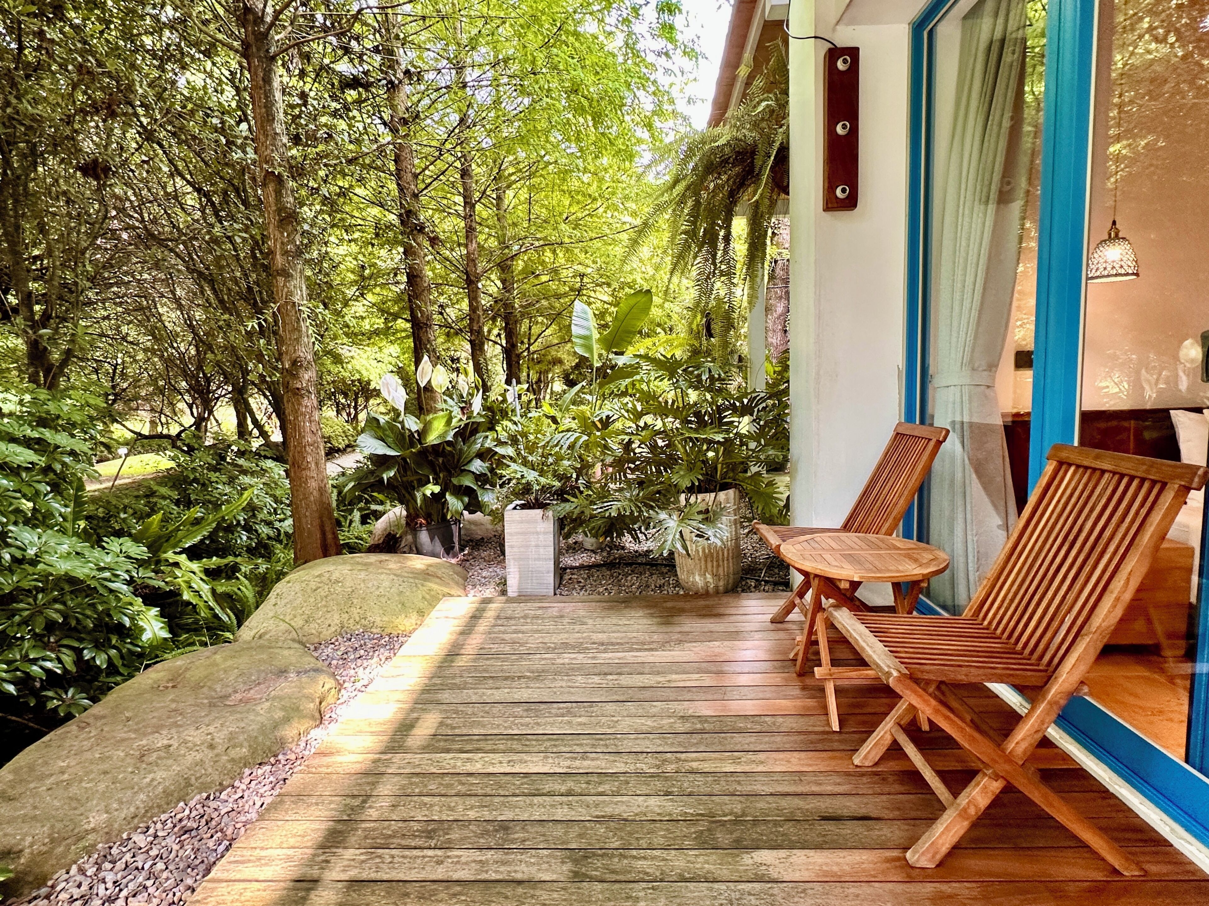 Deluxe Quadruple Room, Balcony, Garden View | Terrace/patio