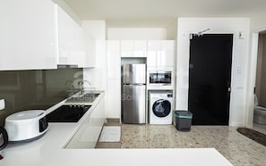 Deluxe Condo, Kitchen, City View | Private kitchen