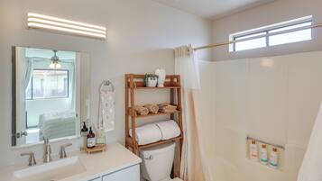 Hair dryer, towels