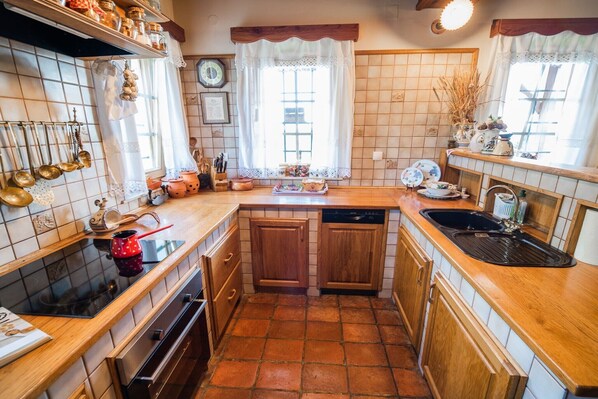 Fridge, oven, stovetop, dishwasher