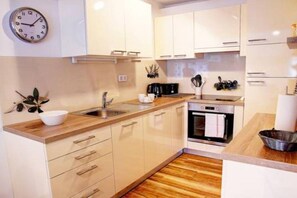 Fridge, oven, stovetop, dishwasher