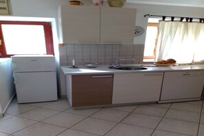 Fridge, oven, stovetop, coffee/tea maker