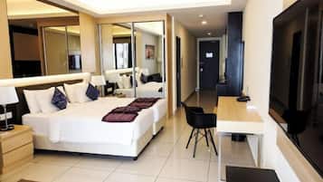 Iron/ironing board, cots/infant beds