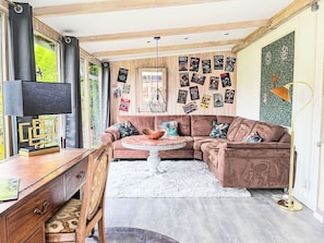 TV, fireplace