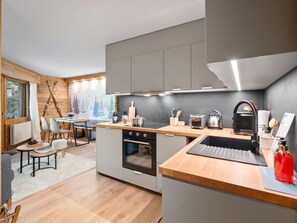 Microwave, dishwasher, high chair