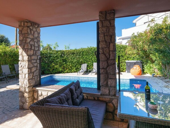 Blue, Swimming Pool, Furniture, Outdoor Furniture, Resort, Chair, Shade, Eco Hotel, Leisure, Umbrella