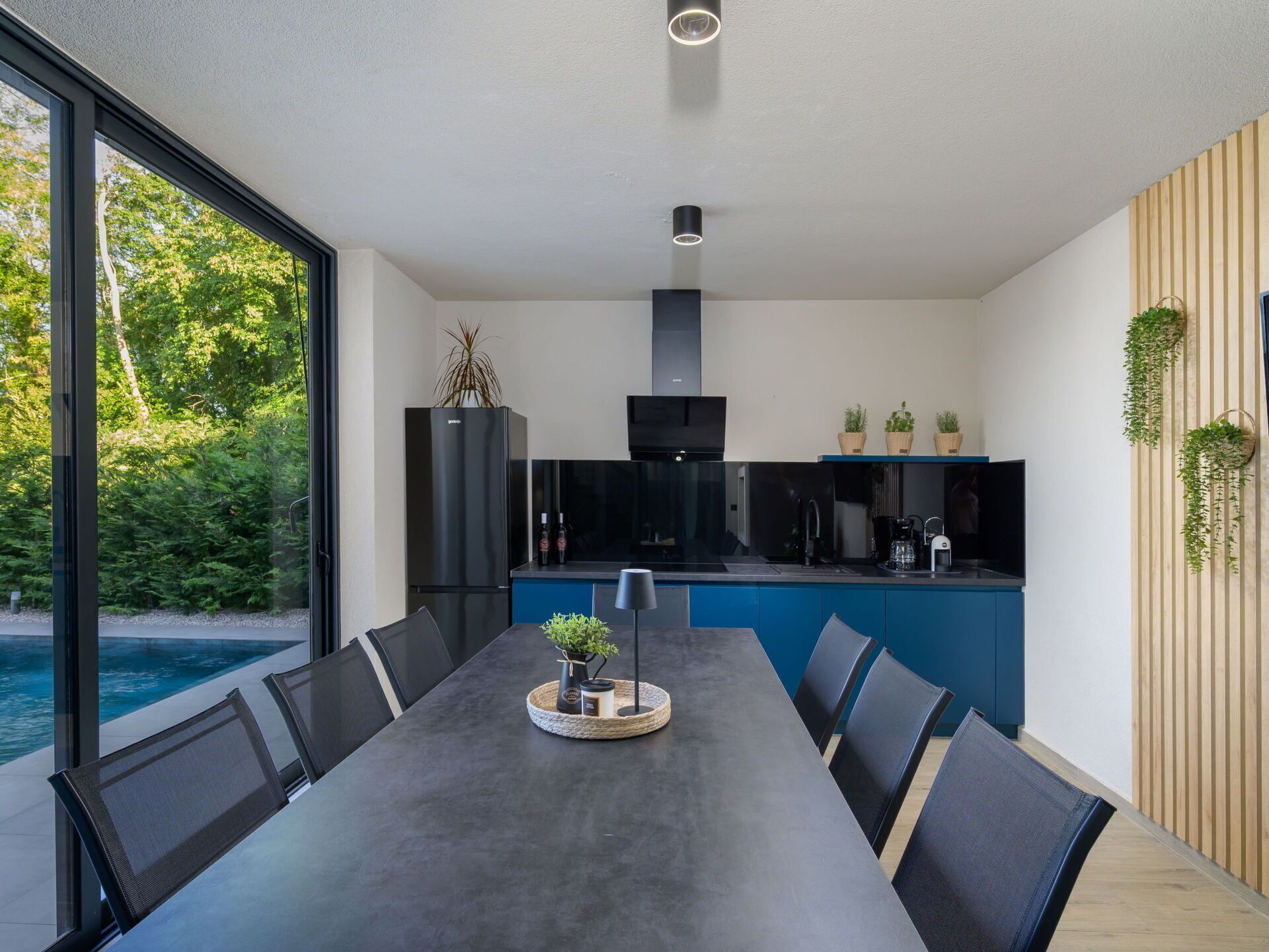 Interior Design, Furniture, Flooring, Ceiling, Countertop, Lighting, Kitchen, Home, Table, Floor