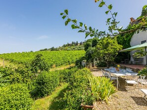 Outdoor dining - Wonderful  villa for 12 guests with WIFI, A/C, private pool, hot tub, TV and patio (Greve In Chianti)