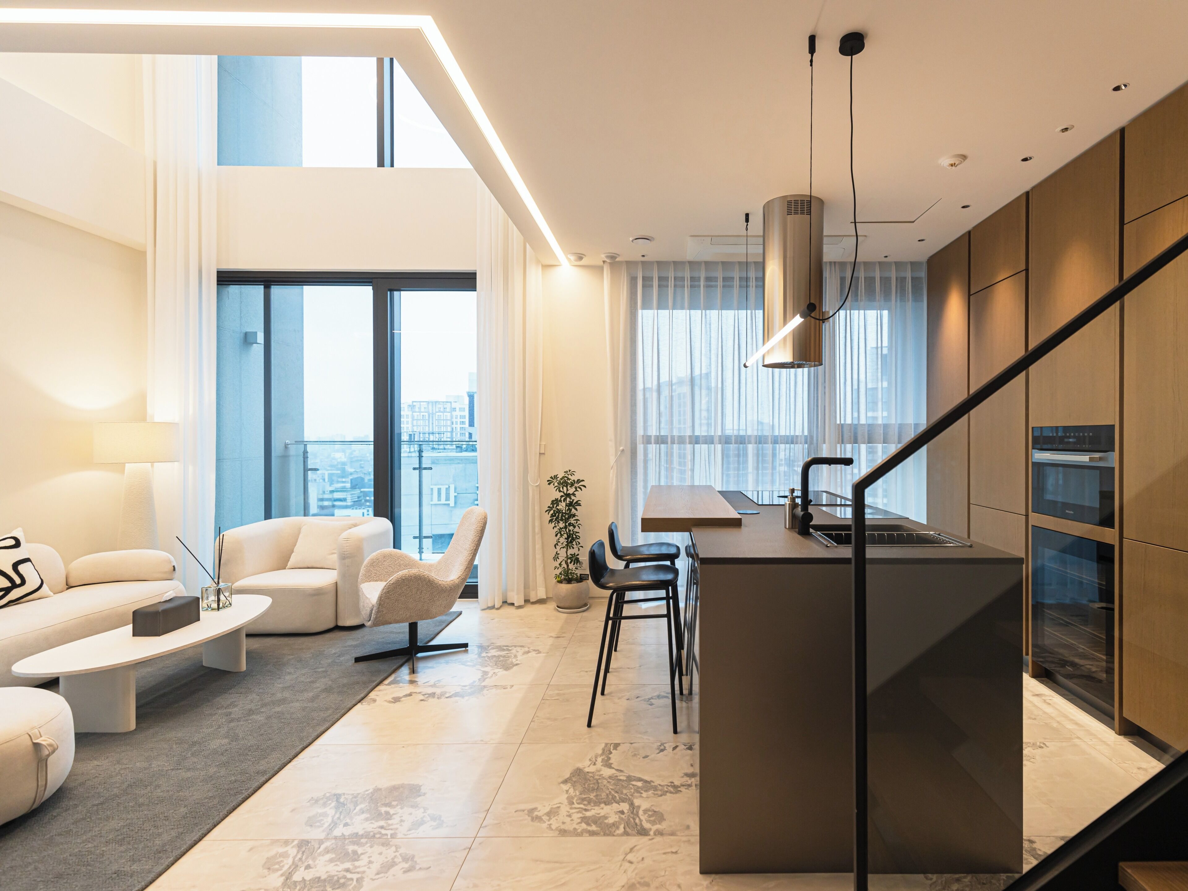 Luxury Apartment, 2 Bedrooms, Balcony | Living area | 85-inch Smart TV with digital channels, Netflix, streaming services