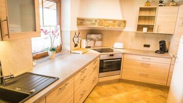 Kühlschrank, Mikrowelle, Herdplatte, Geschirrspüler