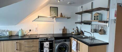 Fridge, microwave, oven, toaster