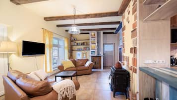 TV, fireplace