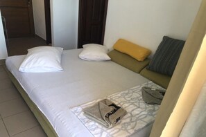 1 chambre, fer et planche à repasser, lit de bébé portatif