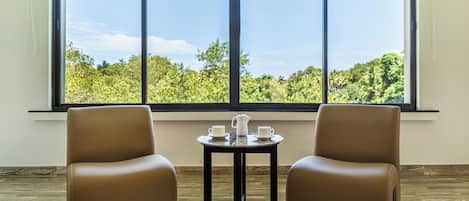 Individually furnished, desk, laptop workspace, iron/ironing board