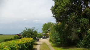 A rural pathway leading to a house with a garden and a covered seating area. - Peaceful lodging near Orleans, pets allowed, terrace and garden (Vennecy)