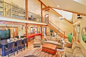 TV, fireplace, video games, stereo