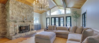 Game Room & Pool! Luxe Louisburg Farmhouse