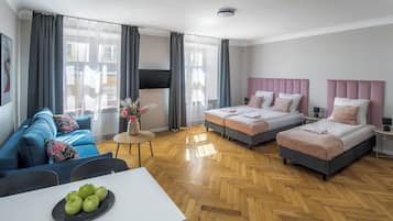 Deluxe Apartment, City View | Iron/ironing board, free WiFi, bed sheets