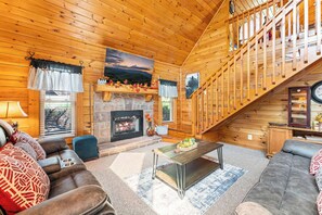 TV, fireplace, offices