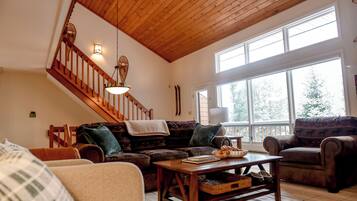 TV connectée, cheminée, jeux vidéo, livres