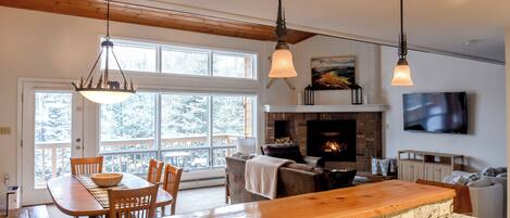 Smart TV, fireplace, video games, books