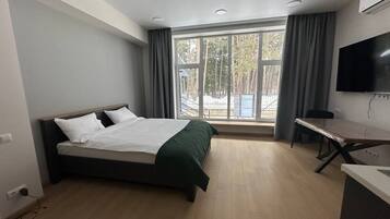 Basic Double Room | Premium bedding, desk, laptop workspace, blackout drapes