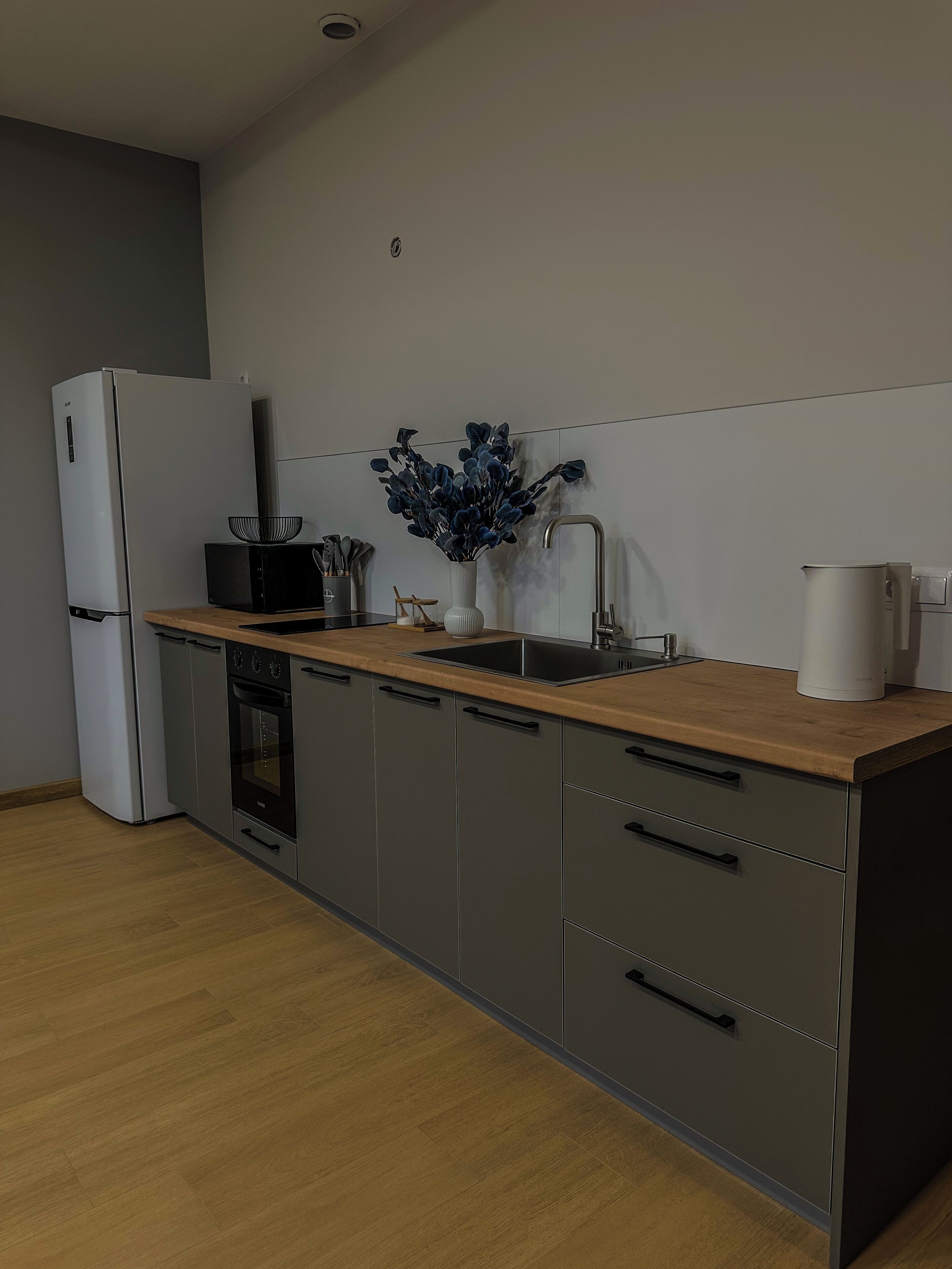 Classic Apartment | Private kitchen | Fridge, microwave, oven, stovetop