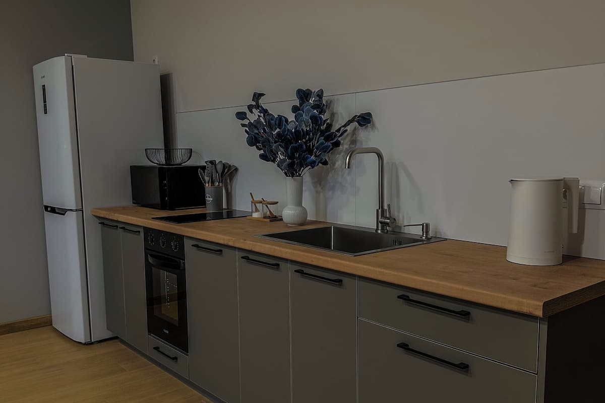 Appartement Classique | Cuisine privée | Réfrigérateur, micro-ondes, four, plaque de cuisson