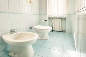 Shower, free toiletries, hair dryer, bidet