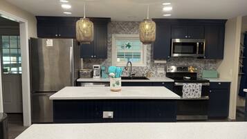 Fridge, microwave, oven, dishwasher