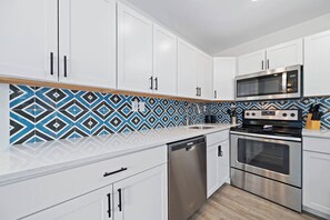 Fridge, microwave, oven, dishwasher