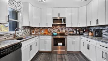 Fridge, microwave, oven, dishwasher