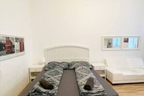 1 bedroom, iron/ironing board, bed sheets