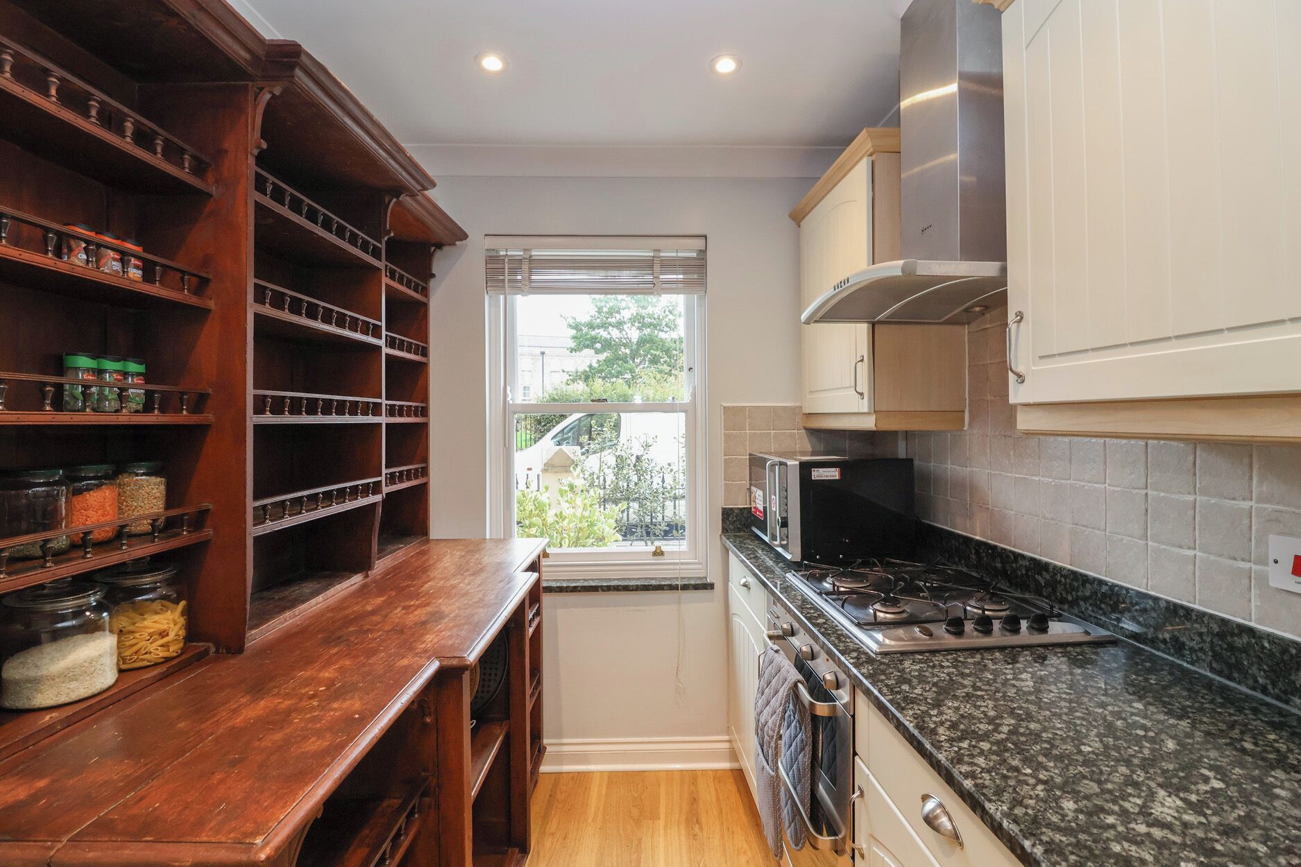 Fridge, dishwasher, toaster, cookware/dishes/utensils