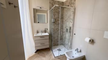 Shower, hair dryer, bidet, soap
