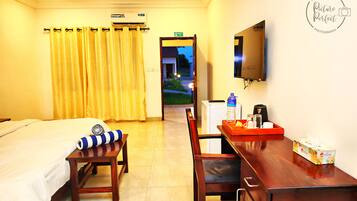 In-room safe, desk, laptop workspace, iron/ironing board