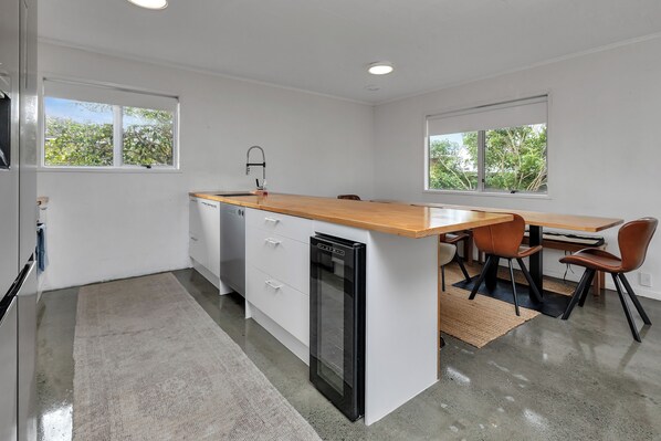 Fridge, microwave, dishwasher, toaster