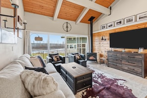 TV, fireplace