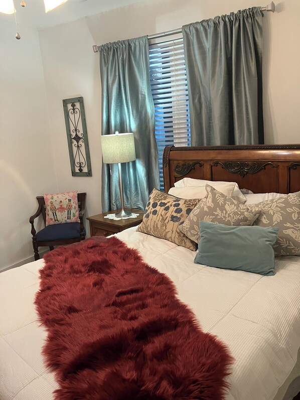 1 makuuhuone, vuodevaatteet