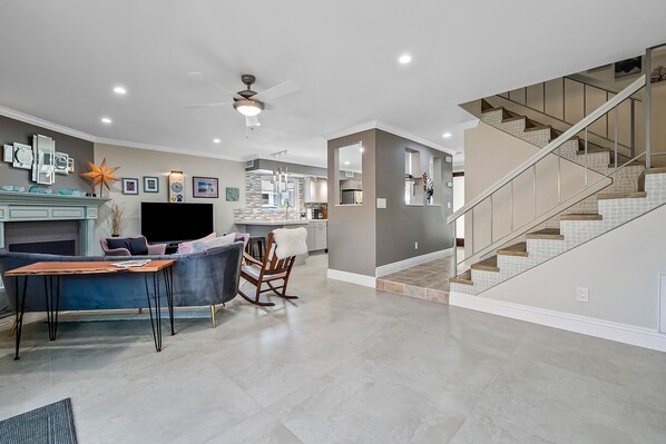 TV, fireplace, DVD player