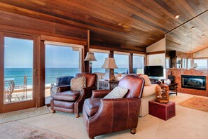 TV, fireplace, DVD player, books