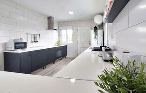 Fridge, oven, stovetop