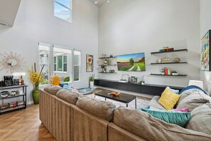 Smart TV, fireplace, video games, books
