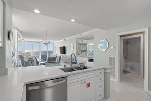 Fridge, microwave, oven, stovetop - Luxurious Gulf-front Condo, Heated Pool, Spa/Gym (Navarre Beach)