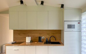 Réfrigérateur, micro-ondes, plaque de cuisson, lave-vaisselle