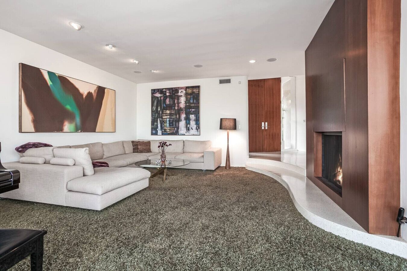 Télévision, cheminée, table de tennis de table, chaîne hi-fi